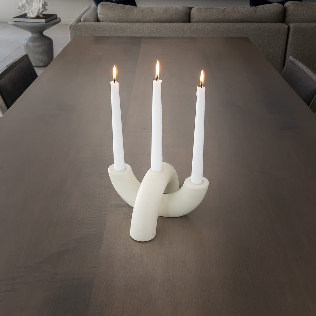 Taper Candle Holders Set - Modern Candle Stick Holders - Ceramic Table Decor, Centerpiece, & Decorative Candle