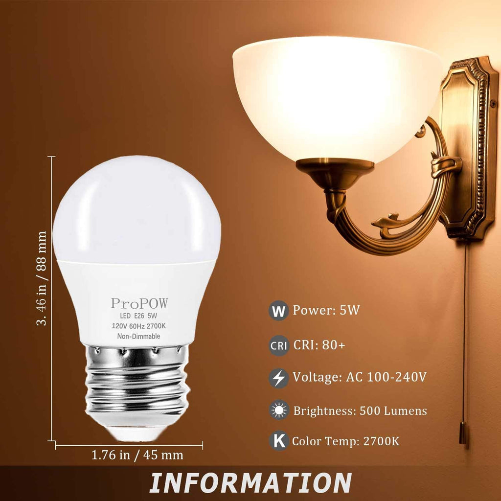 A15 LED Bulb 40 Watt Equivalent, 5W LED Light Bulbs, Soft White 2700K Energy Saving Low Watt Light Bulbs,E26 Base (4 Pack)