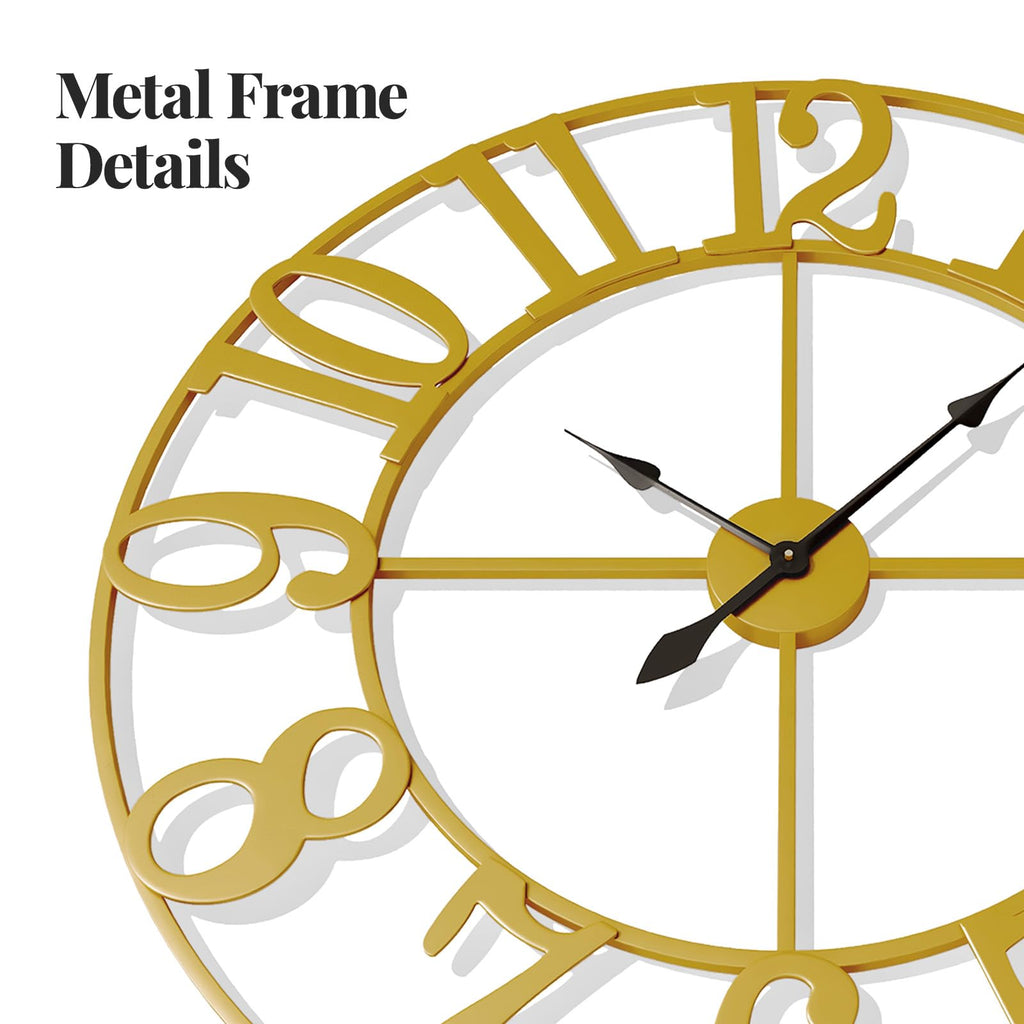40 Inch Extra Large Gold Wall Clock, Decorative Metal Wall Clocks