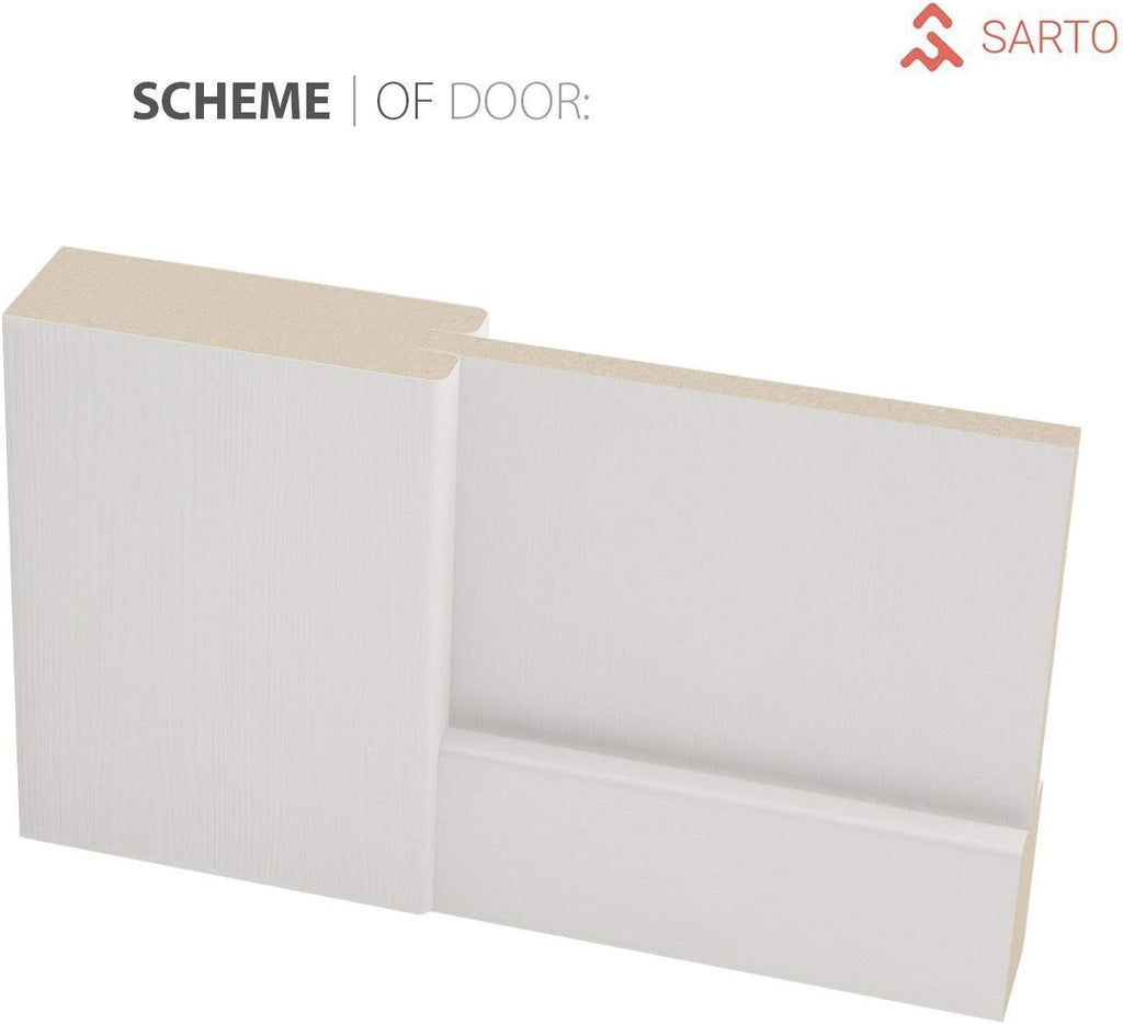 Modern Pocket Door 32 x 84 with Frames | Quadro 4111 White Ash | Kit Trims Rail Hardware | Solid MDF