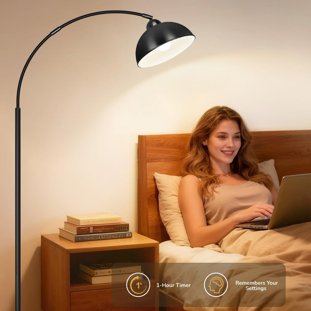 Arc Floor Lamps, 72" Modern Tall Lamp with Remote Control and Stepless Dimmable 9W LED Bulb