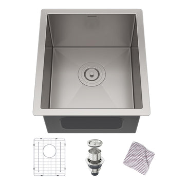 Undermount Kitchen Sink, 304 Stainless Steel Round Corner Single Bowl Deep Kitchen Sinks, 10-inch Deep Large Bar