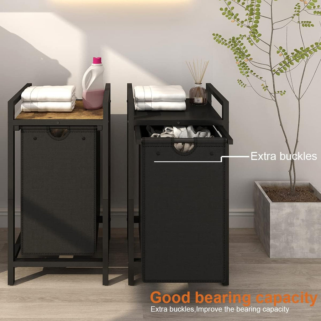 Laundry Hamper, Two-Color Laundry Basket with Removable Laundry Bag and Top Shelf, Clothes Hamper for Samll