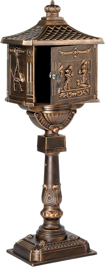 Mailbox Cast Aluminum Bronze Mail Box Postal Box Security Heavy Duty Mailbox