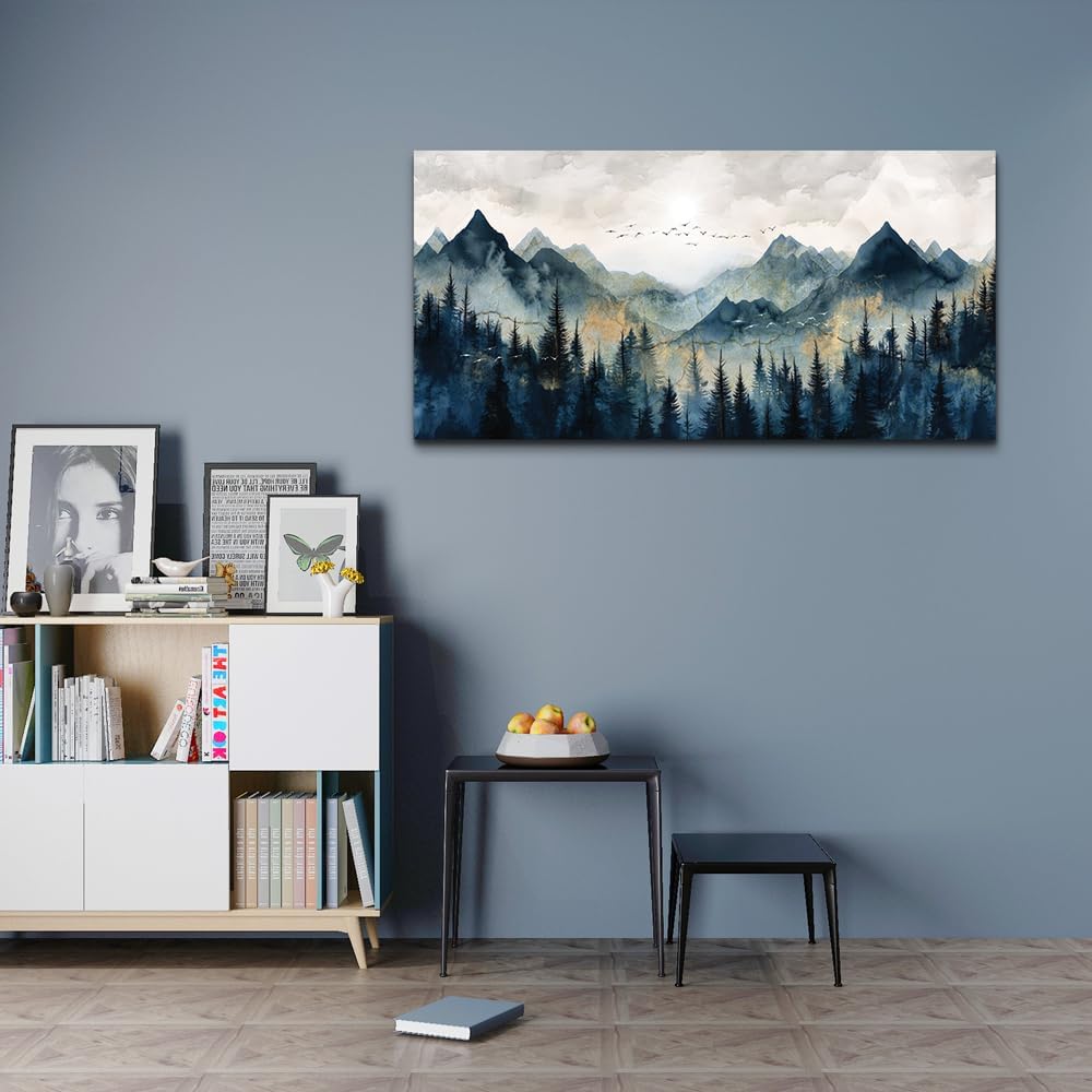 Canvas Wall Art Wall Decorations Modern Office Wall Decor Abstract Watercolour Painting Mountain Landscape Pictures