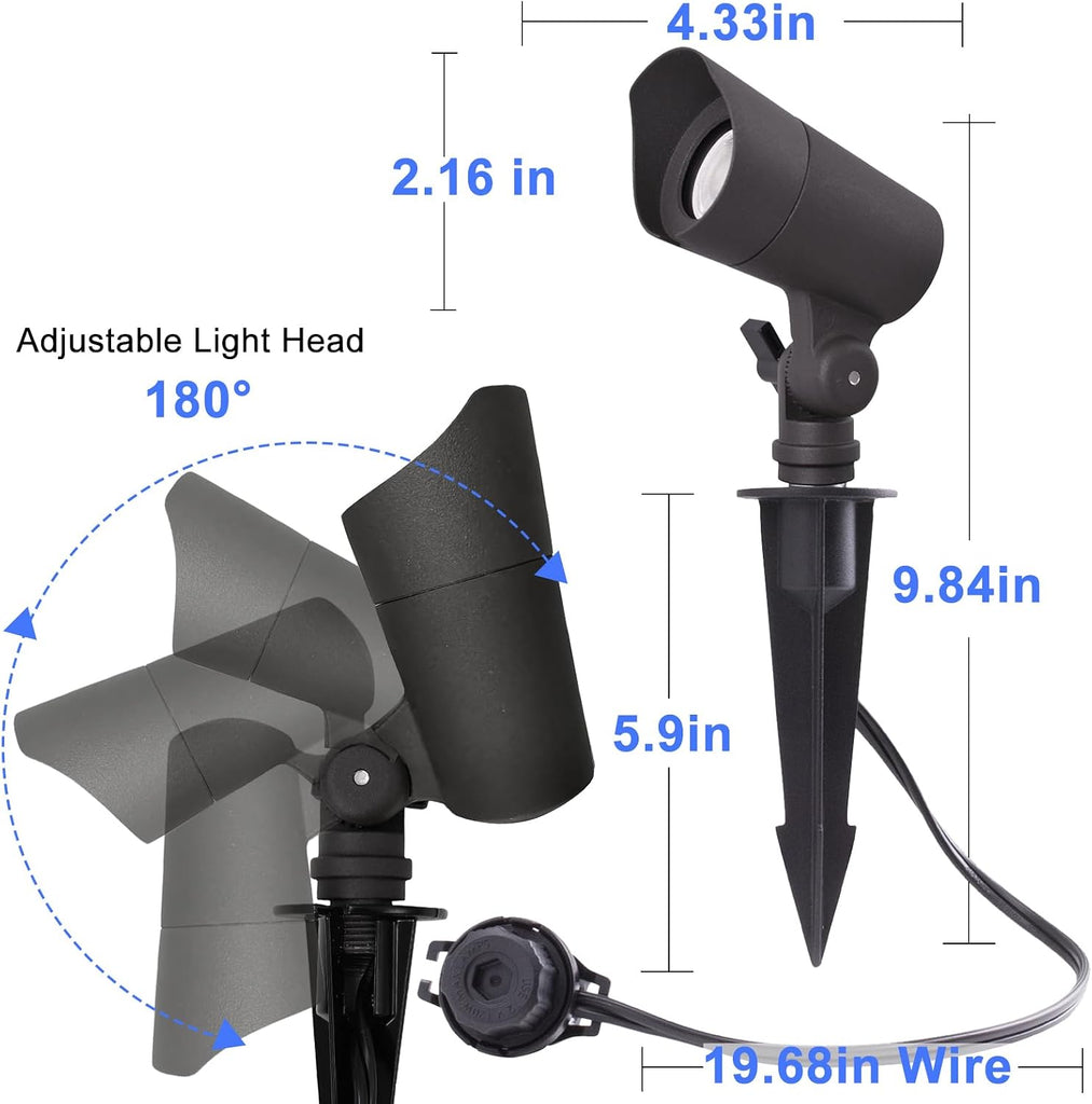 LED Landscape Lights with Connectors, 12V Low Voltage, Warm White 3000k, 4W, 175LM, Outdoor Waterproof Garden Pathway