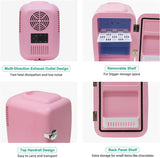 Mini Fridge, 4 Liter/6 Can Portable Cooler and Warmer Personal Refrigerator for Skin Care, Cosmetics, Beverage