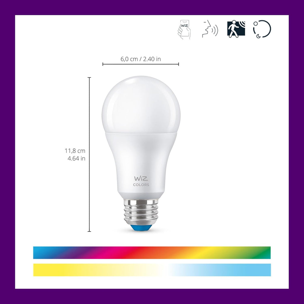 Smart Light Bulbs, 2-Pack, Color A19 60W 800LM E26 Indoor LED Lights, Smart Bulbs with Motion Detection, Control with Voice or App