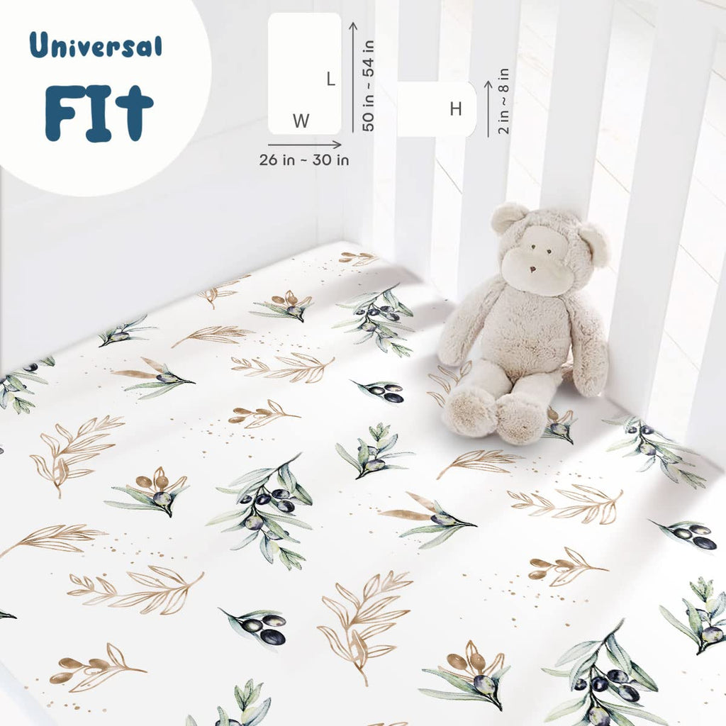 Stretchy Ultra Soft Jersey Knit Fitted Crib Sheets Set 2 Pack, Fits All Standard Crib Mattress Pads Safe and Snug