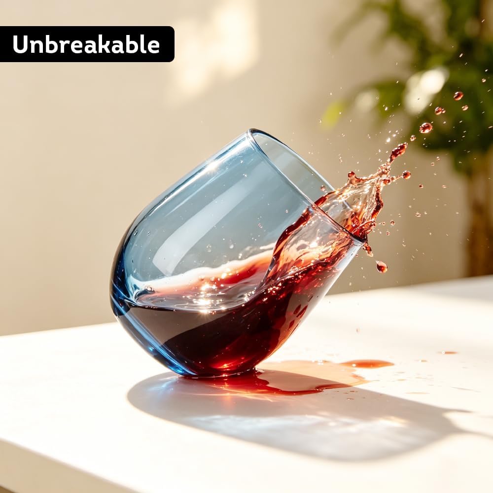 Unbreakable Poolside Acrylic Stemless Wine Glasses and Water Tumblers, Made of Shatterproof Plastic and Ideal and