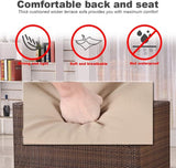 Patio Furniture Sets 4 Piece Rattan Chair Patio Sofas Wicker Sectional Sofa Outdoor Conversation (Brown and Tan) A106-B01F6ILYUA