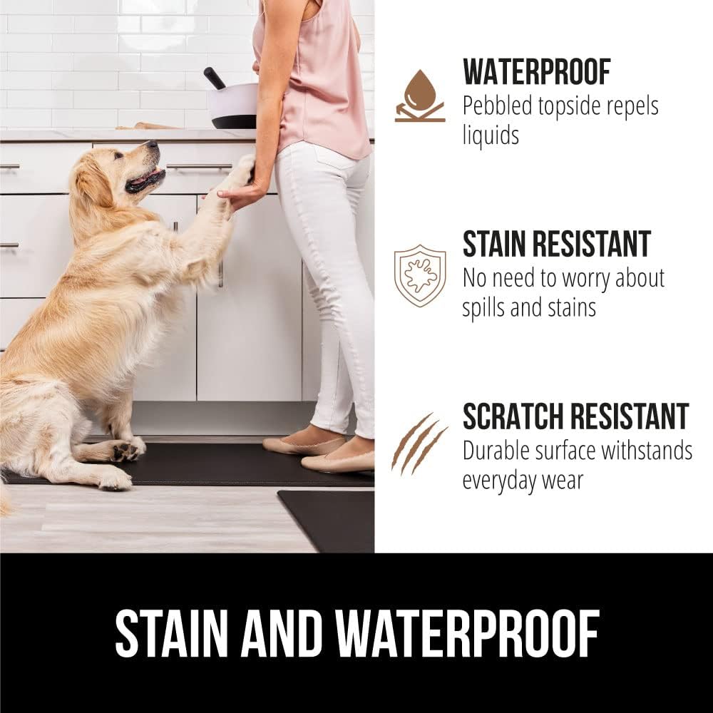 Cushioned Kitchen Mats for Floor, 2 PK, 17x29+17x59, Black