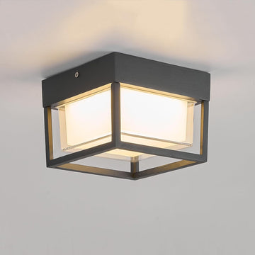 Outdoor Ceiling Porch Light LED Flush Mount for Wall or Ceiling, Square Exterior Wall Lamp for Front Porch,Garage
