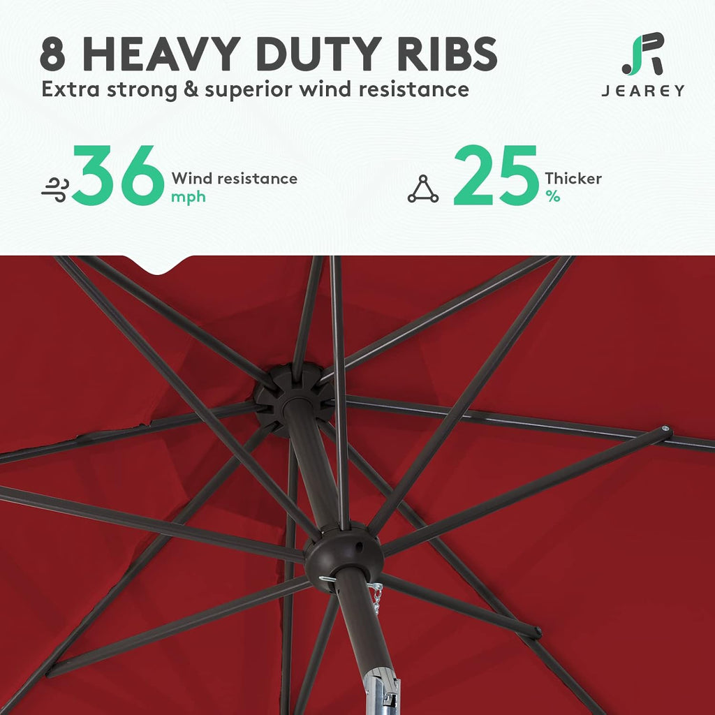 9FT Outdoor Patio Umbrella Outdoor Table Umbrella with Push Button Tilt and Crank - Red