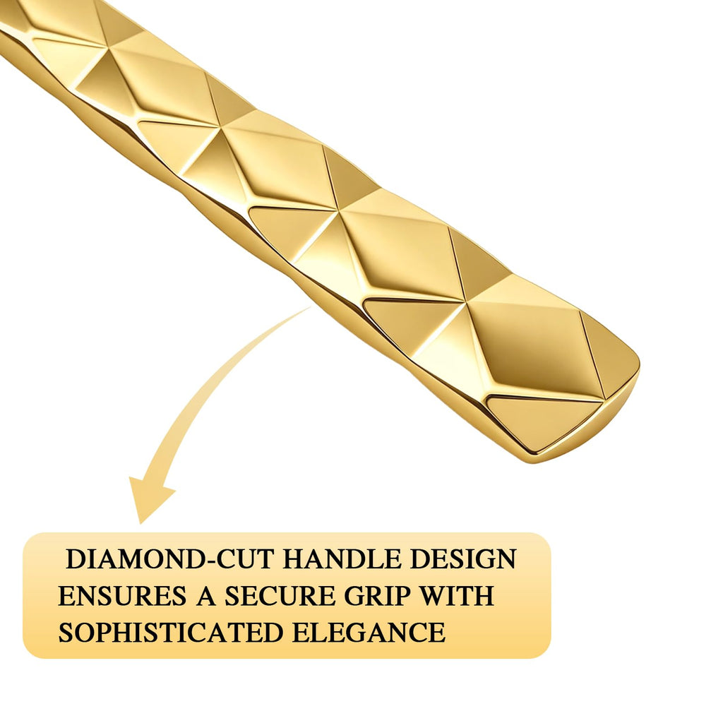 Gold Silverware Set Diamond Cut Pattern 20-Piece Service for 4