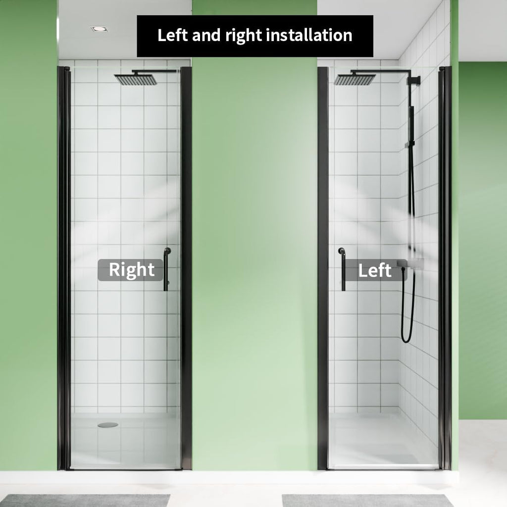 24-26" W x 72" H Frameless Pivot Shower Door with Single 180° Swing Glass Door