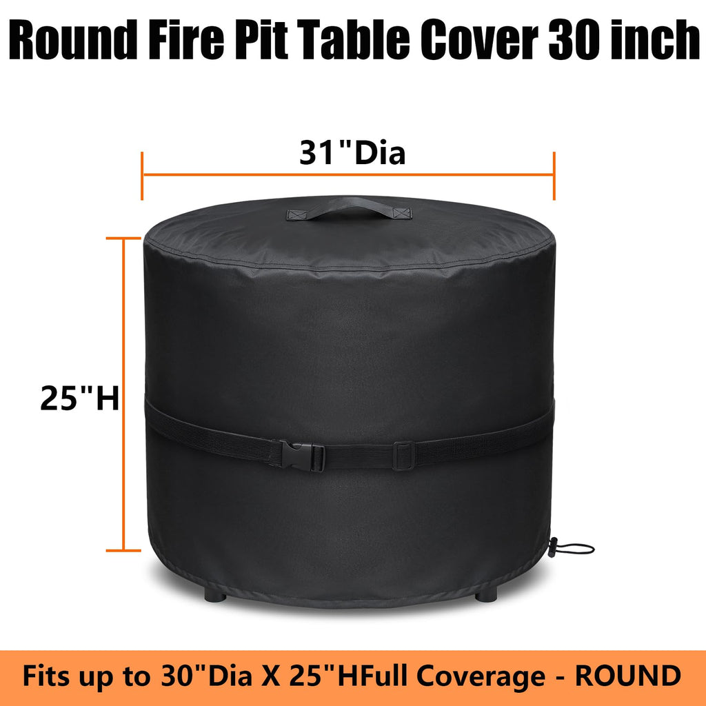Fire Pit Cover for Outside Propane Firepit Table Round 30 Inch Waterproof