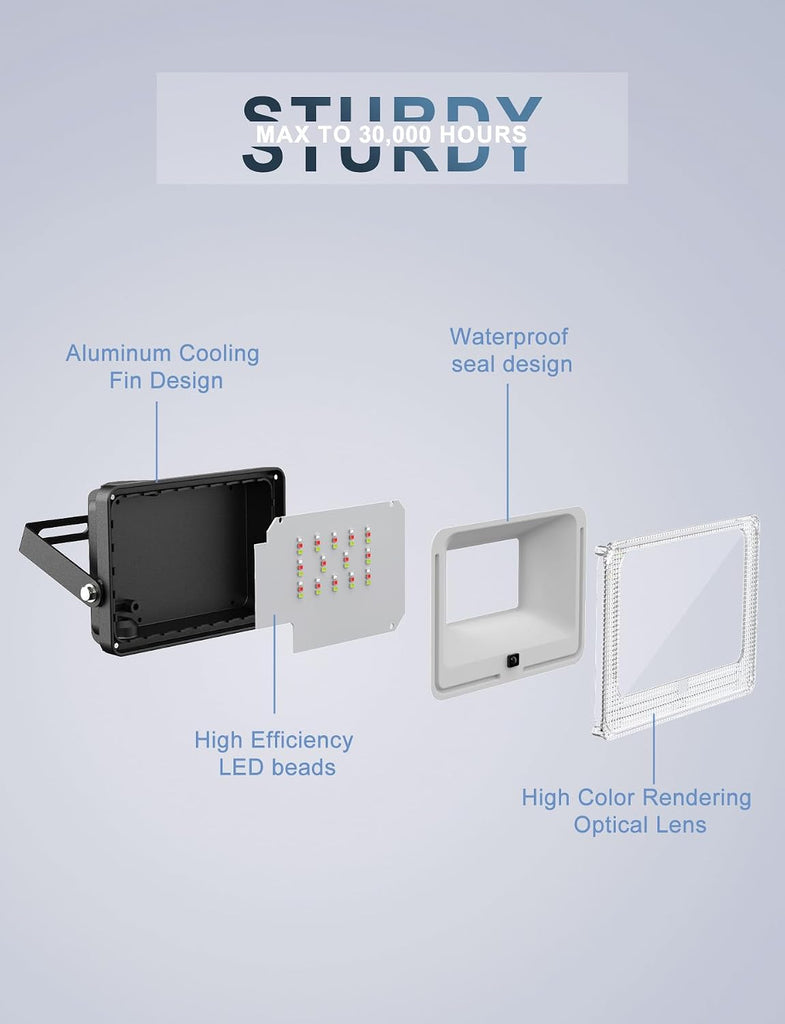 LED Flood Light Outdoor 500W Equiv, 50W RGBW Color Changing Outdoor Floodlights with Remote, Uplighting Indoor IP66