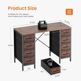 Desk with 8 Fabric Storage Drawers, Computer Office 47 Inch Gaming Writing Study Table with X-Shaped Reinforced