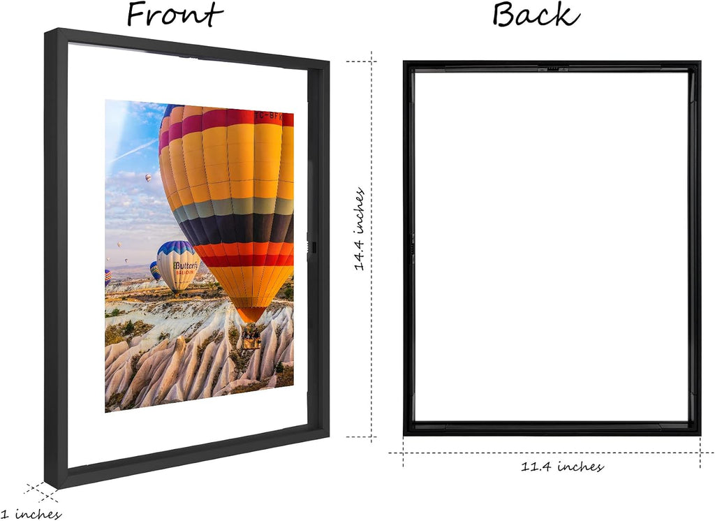 11x14 Black Aluminum Floating Picture Frame - Set of 3