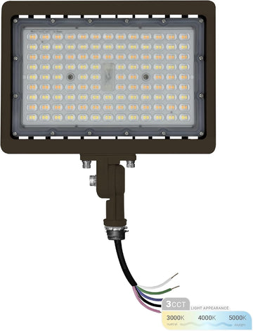 90W LED Flood Light, 3CCT 3000K/4000K/5000K Selectable, IP65 Waterproof Lighting, Adjustable Knuckle Mount, 12600LM