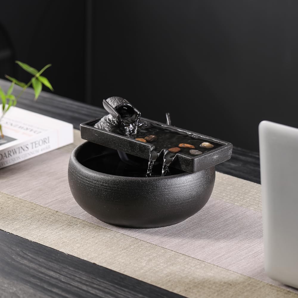 Ceramic Tabletop Fountain and Outdoor Table Desk Office Patio (Ceramic Fountain)