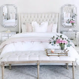 Modern Large Living Room Mirror with Mirrored Frame Decor, 24" X 36" Decorative Wall Mirror with Glass Pieces and