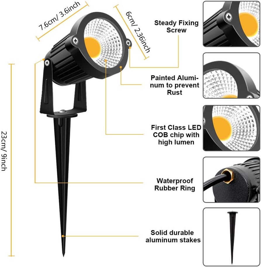Low Voltage Landscape Lights 5W LED Landscape Lighting 12V 24V Outdoor Spotlights Waterproof Garden Decorative