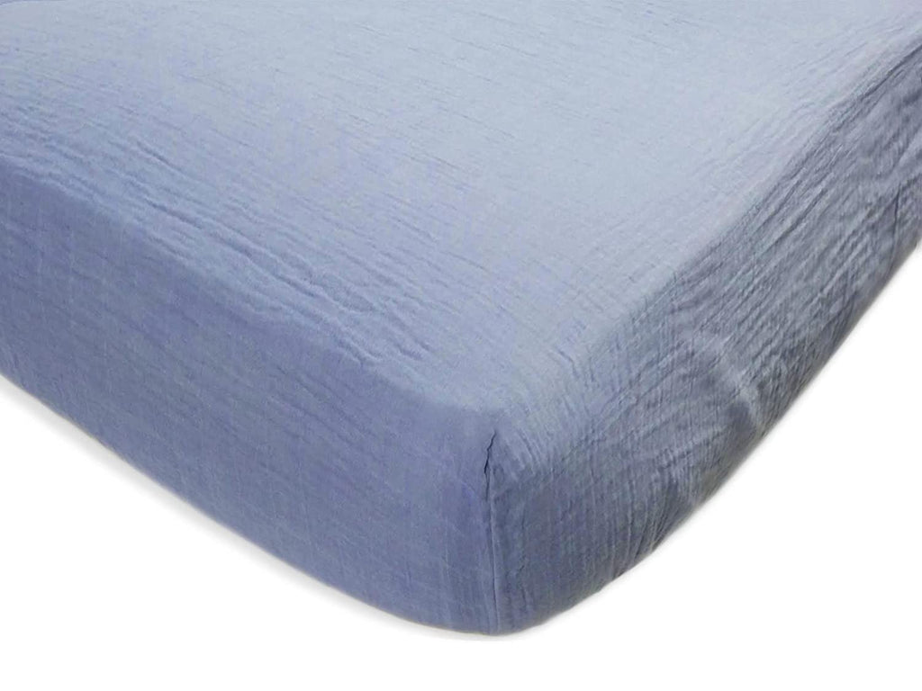 Cotton Muslin Crib & Toddler Fitted Sheet, Denim