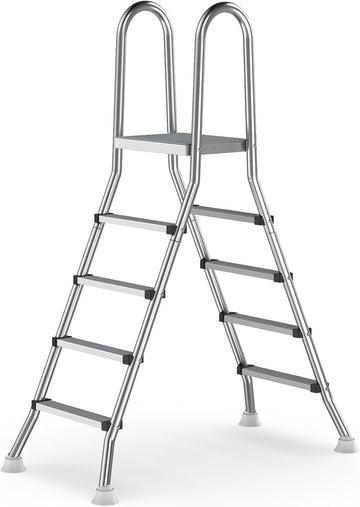 Above Ground Pool Ladder, 304 Stainless Steel Heavy Duty Pool Ladder | Pool Ladder with Non-Slip Wide Steps, 580 LBS