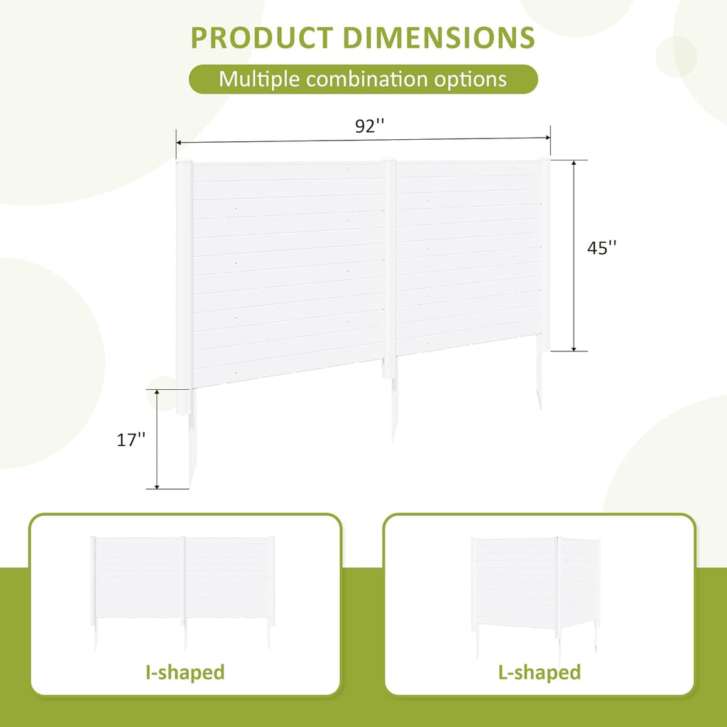 Privacy Fence Panels, 48''W x 45.4''H PVC Air Conditioner Fence with 2 Panels, Fixed Nail & Hammer, Decorative Fences