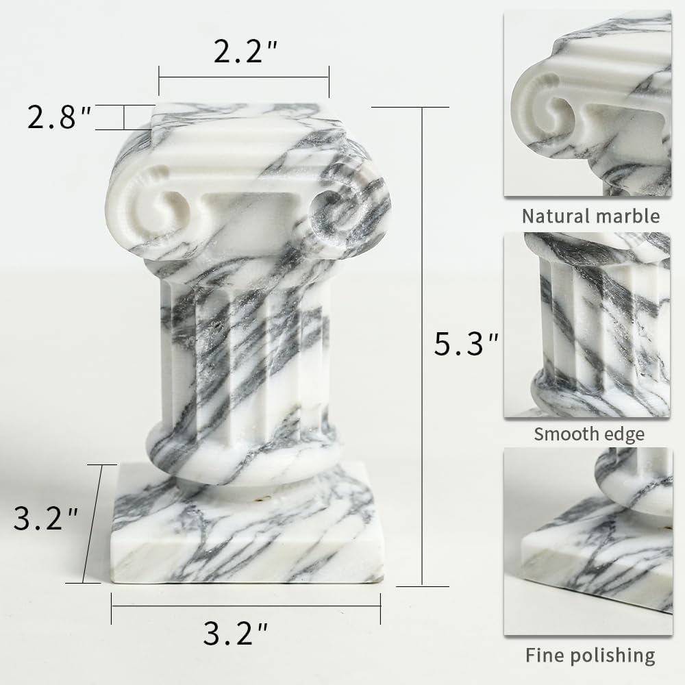 Marble Roman Pillar Statues Small Sculpture Decor for Coffe Table, Decorative Pillar Bedroom Bookshelf Display, Mini