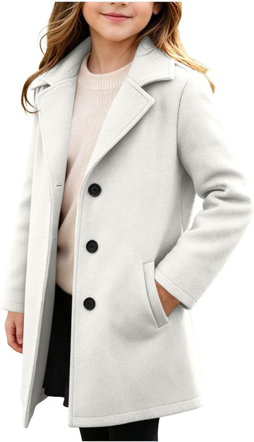 Wool Blend Coat Single Breasted Lapel Mid Length Outerwear