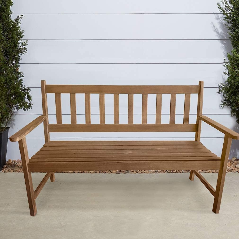 Furniture Outdoor Patio Bench Wood Garden Bench Park Bench Acacia Wood for Pool Beach Backyard Balcony Porch Deck