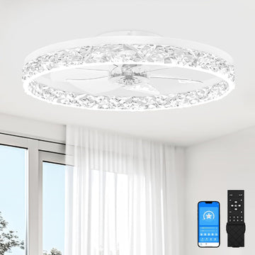 Fandelier Ceiling Fans with Light, 23.6in Low Profile Ceiling Fan with Light and Remote
