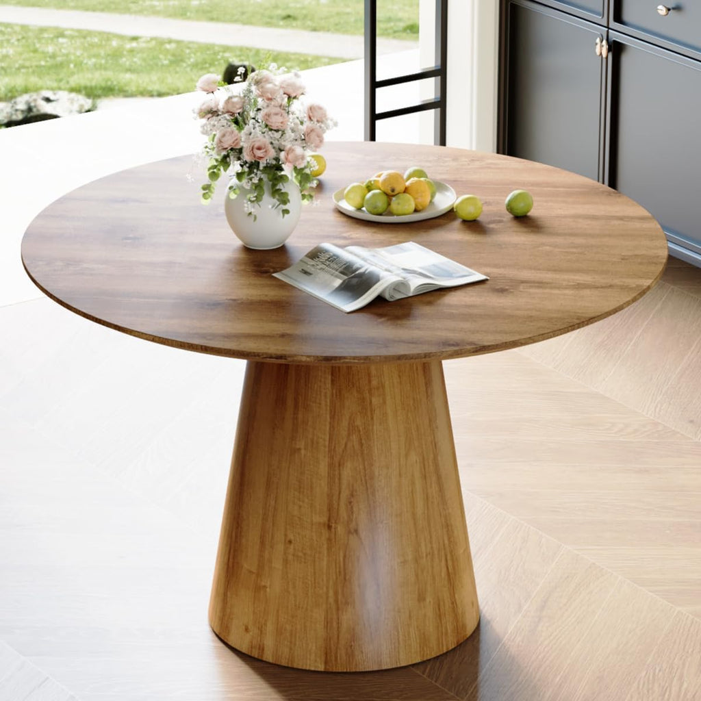 45'' Round Dining Table, Small Round Dining Table, Wood Dinner Table Use for Kitchen, Easy Assemble, Saving Space