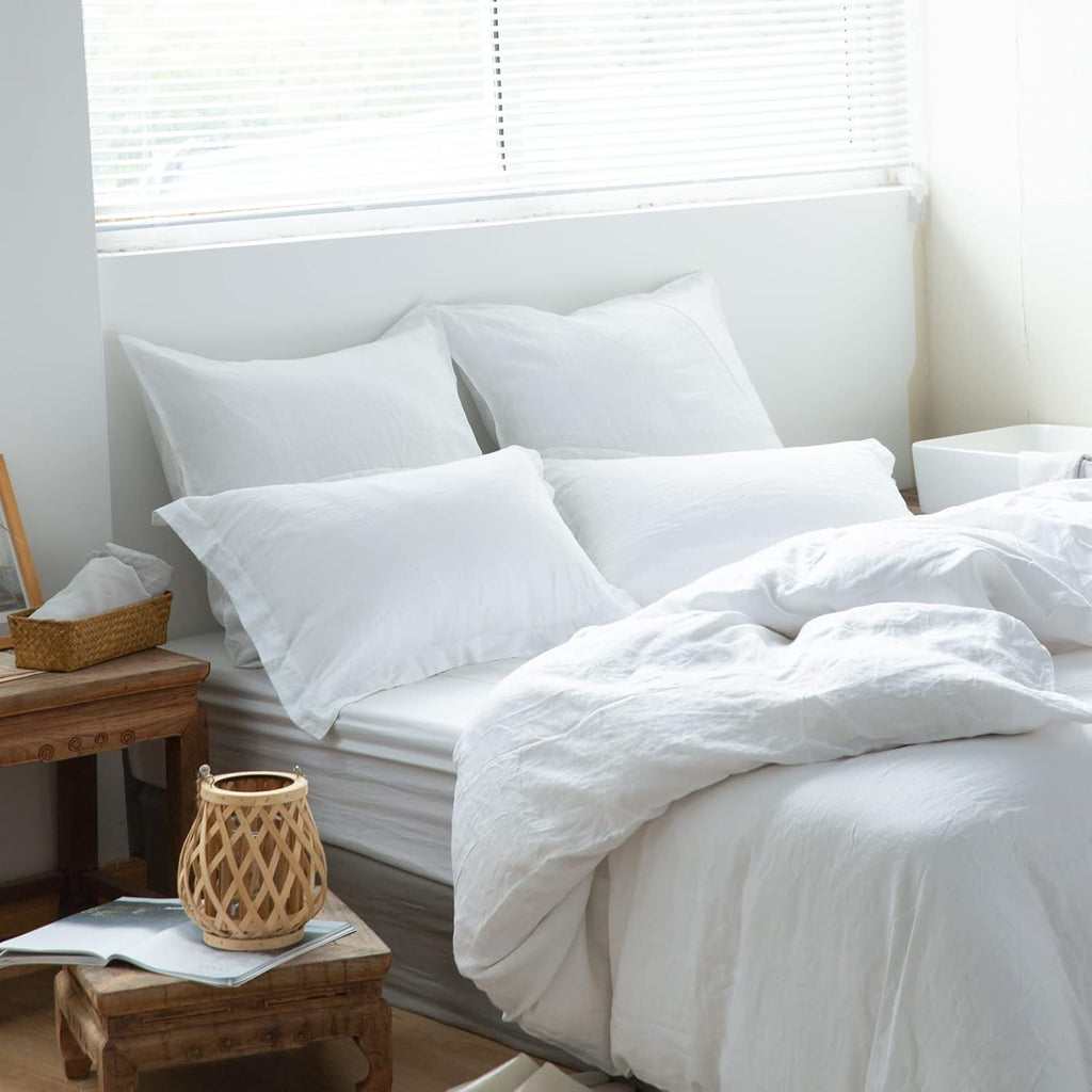 100% Washed Linen Euro Shams 26'' x 26'' Pack of 2, Basic Style Solid Color Natural Flax Farmhouse Decorative Square