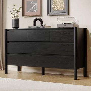 51" Wide 7-Drawer Dresser , Mid-Century Modern Chest with Solid Wood Legs, Concealed Handle,Large Wood Storage