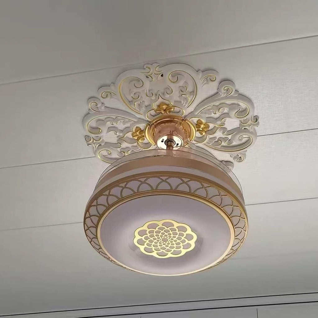 24" OD x 5" ID White Ceiling Medallion 4-Piece Set Ceiling Medallion for Chandelier Decoration, Quick and Easy