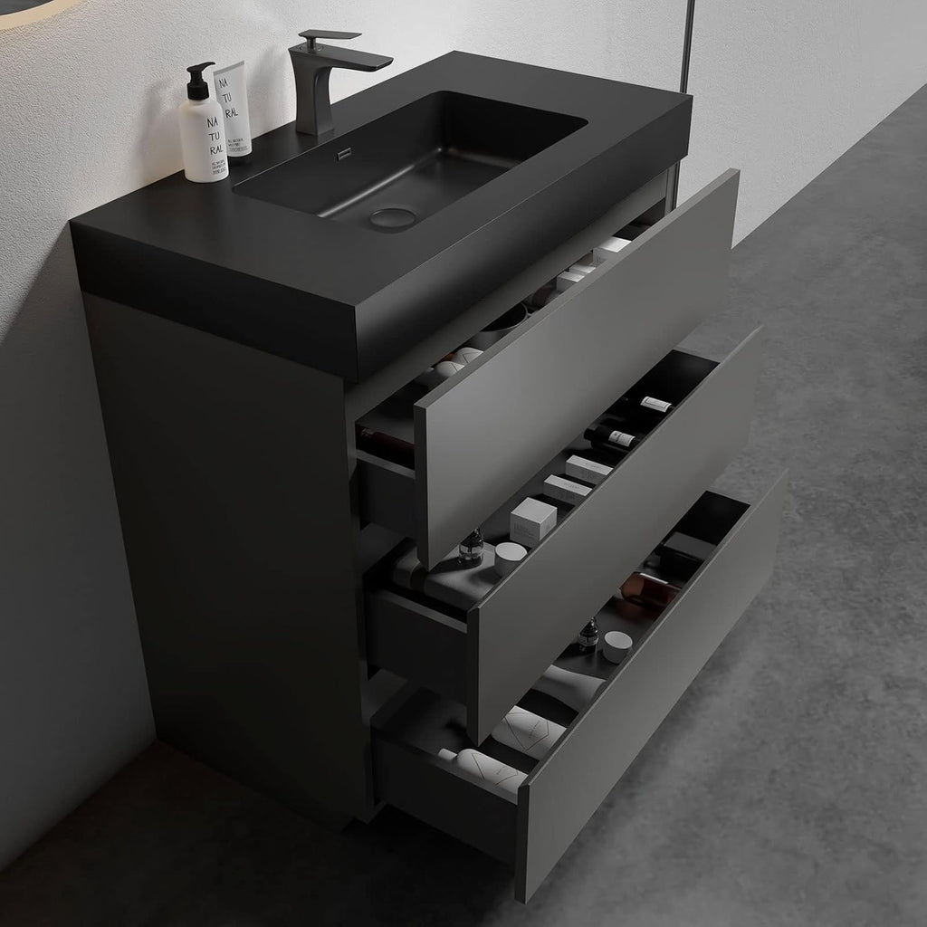 36 Inch Bathroom Vanity with Sink with Overflow, Large Storage Small Vanity for Modern Bathroom