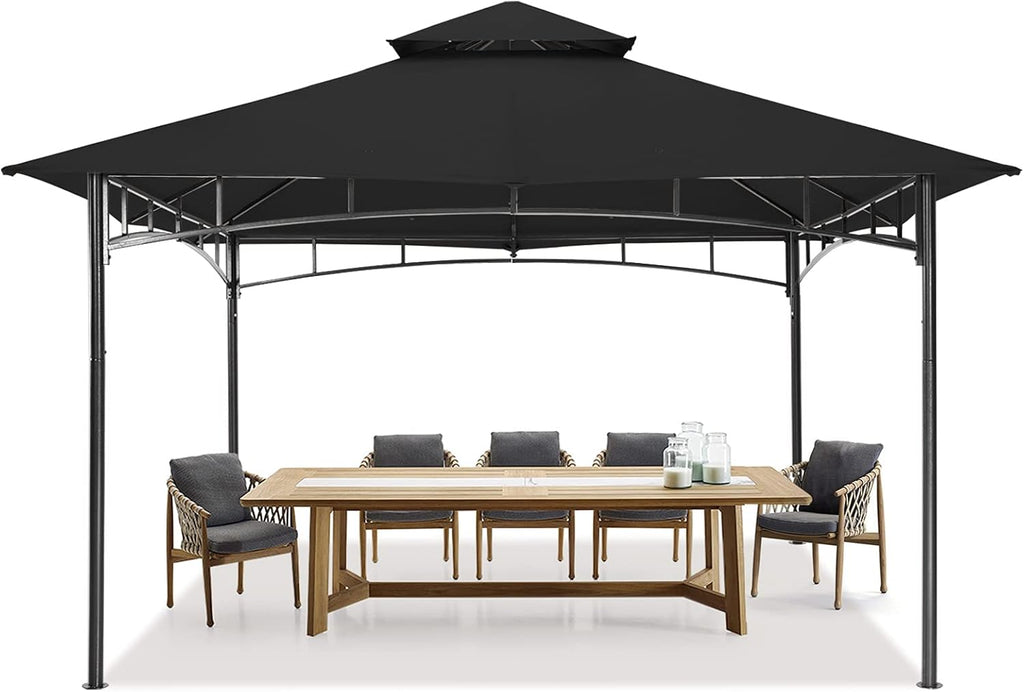 Outdoor Garden Gazebo for Patios with Stable Steel Frame (11x11, Black)