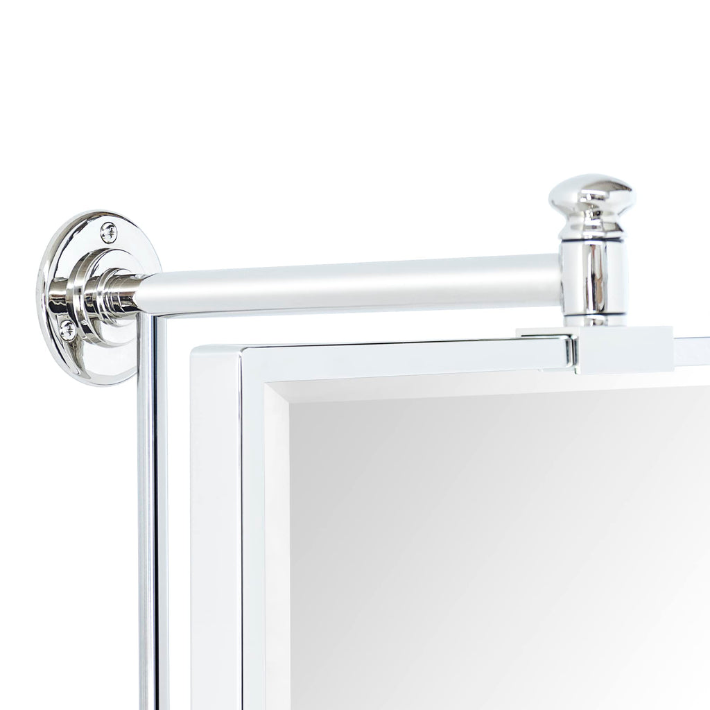 Chrome Beveled Rectangle Pivot-N-View Bathroom Vanity Mirror Rotating Square Corner Tilting Mirror Corner Vanity, 14