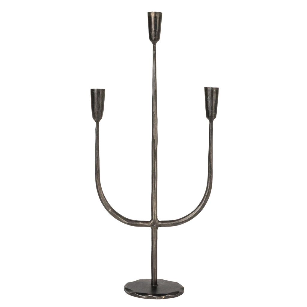 Tall Artisanal Metal Candelabra, Black