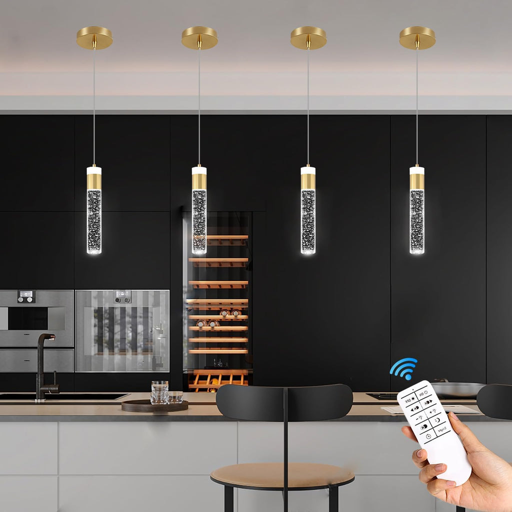 Gold Pendant Light Crystal Pendant Light Fixtures for Kitchen Island Lighting 3000k-6000k LED Modern Adjustable
