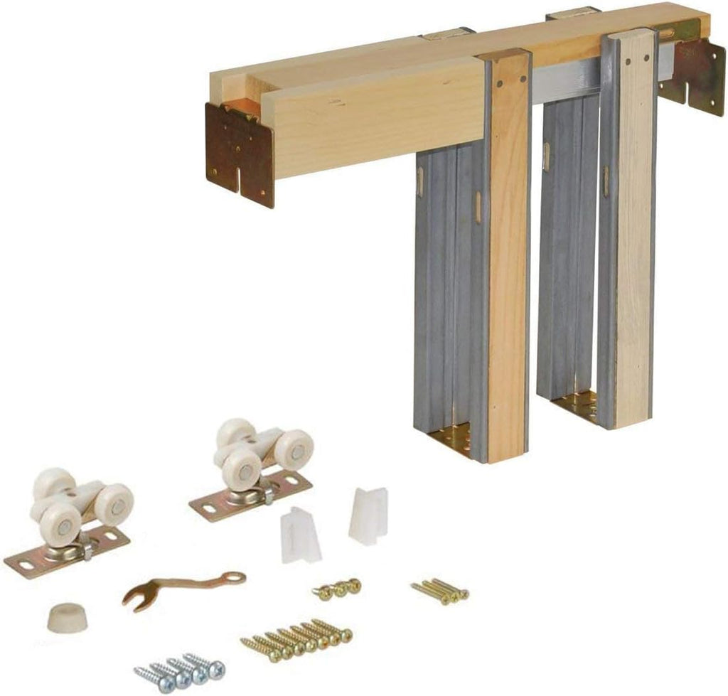 Mela 7012 | Interior French Single Pocket Door with Frosted Glass, MDF, 30x80, White, Classic Style 