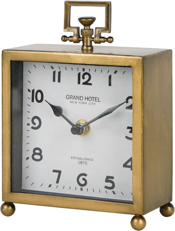 HOME Small Gold Table Clock, Silent Non-Ticking Classic Battery Operated Decorative Mantel Desk Shelf Clock for