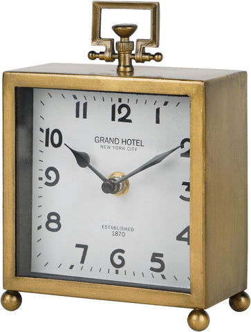HOME Small Gold Table Clock, Silent Non-Ticking Classic Battery Operated Decorative Mantel Desk Shelf Clock for