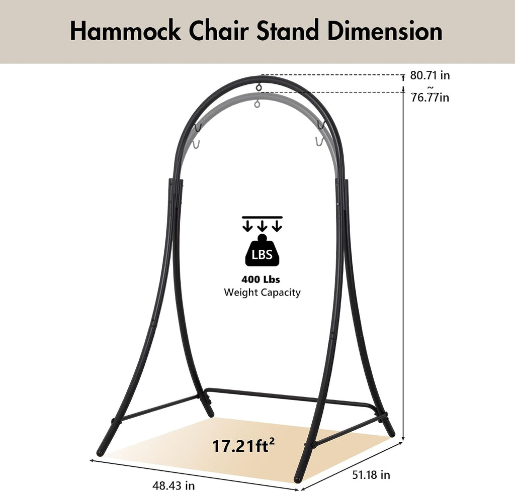 Adjustable Hammock Chair Stand, Heavy Duty Hanging Chair Stand, Black | Large Hammock Swing Chair Stand with Safety