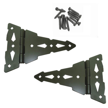 Black 8" Western T-Hinge Kit, Pair, Wood Gate T-Hinge - 2ct