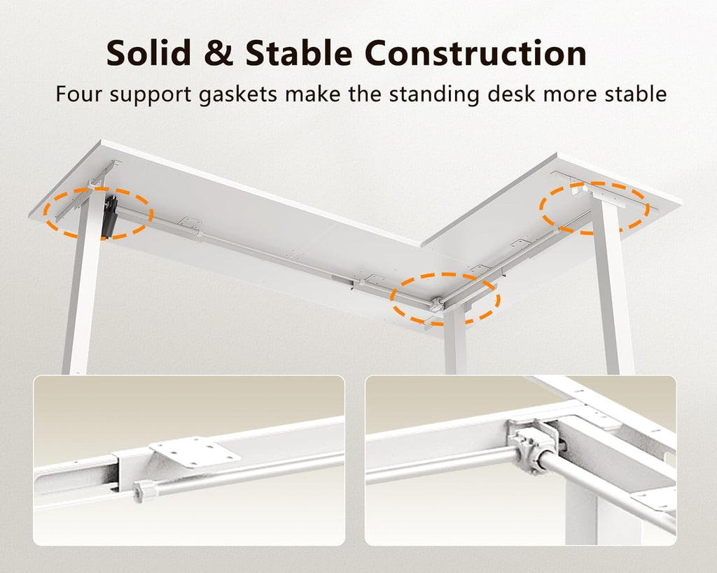 63 Inch Electric L-Shaped Standing Desk, Reversible Corner Desk with Height Adjustment, Large Ergonomic Workstation